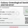 GGI laboratory certificate report number KHI2605680428 for a massive 7.30-carat untreated natural green emerald from Nigeria, featuring a prominent emerald step cut measuring 15.53 x 7.47 x 6.62 mm.