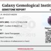 ​A massive 9.65-carat natural, unheated Ceylon purple sapphire (Khooni Neelam) showing a premium faceted cushion mixed cut, displaying a rich purple body color with mysterious undertones, resting inside a textured white leather jewelry box liner.