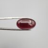 A premium 19.00-carat oval natural Yemeni carnelian agate cabochon held securely in tweezers. In normal lighting as seen in the first image, the stone shows a smooth, glossy, deep liver-brown body with a mirror-like finish. Under strong direct backlighting in the second image, it glows with a rich, uniform translucent reddish-crimson color across its entire surface.