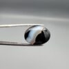 "Natural Black Banded Sulemani Aqeeq Agate oval cabochon gemstone 14.92 carat with diagonal white and brown band, front and back view"