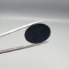 "Natural Black Sulemani Aqeeq Agate oval cabochon gemstone 14.37 carat with three natural eye spots, front and back view"