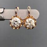 3.26 CTW Natural Diamond Earrings – 14K Gold Vintage Scalloped Floral Halo Lever-Back Earrings