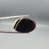 Natural Black Banded Sulemani Agate oval cabochon 30.20 carat gemstone from Iran with cream white eye band