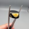 Natural Black Banded Sulemani Agate oval cabochon 30.20 carat gemstone from Iran with cream white eye band