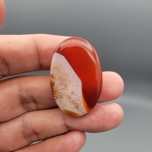 Natural Sulemani Aqeeq 69.42 Ct – Fire Red & Cream Two-Tone Agate Cabochon, Iran