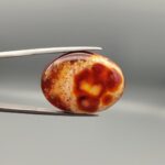 Natural Fire Agate oval cabochon 25.74 carat with yellow orange and red mottled pattern from Iran