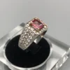 "Natural unheated Ruby ring 2.00 carat octagon cut from Mozambique set in diamond-accented gold ring with AIG gemstone certificate"