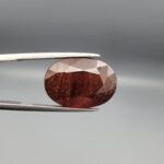 Natural deep red-brown Hessonite Garnet Gomed oval cut gemstone 19.38 carat, untreated January birthstone