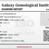Digital image of a Galaxy Gemological Institute Diamond Report (Certificate # KHI2609950182) dated September 8, 2026, detailing a 0.07 Carat Round Brilliant Cut Natural Diamond with I color, SI2 clarity, and Faint Blue fluorescence.