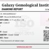 Digital image of a Galaxy Gemological Institute Diamond Report (Certificate # KHI2609950267) dated September 11, 2026, detailing a 0.08 Carat Round Brilliant Cut Natural Diamond with H color and SI1 clarity.