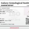 Digital image of a Galaxy Gemological Institute Diamond Report (Certificate # KHI2609570268) dated September 11, 2026, detailing a 0.08 Carat Round Brilliant Cut Natural Diamond with H color and SI1 clarity.