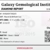 Digital image of a Galaxy Gemological Institute Diamond Report (Certificate # KHI2609730265) dated September 11, 2026, detailing a 0.12 Carat Round Brilliant Cut Natural Diamond with H color and SI1 clarity.