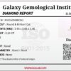 Digital image of a Galaxy Gemological Institute Diamond Report (Certificate # KHI2609480262) dated September 11, 2026, detailing a 0.24 Carat Round Brilliant Cut Natural Diamond with H color and SI2 clarity.