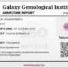 "Natural Kunzite gemstone 6.66 carat cushion mixed cut from Afghanistan with GGI gemological certificate showing weight, measurements, and species"