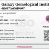 Official Galaxy Gemological Institute (GGI) certificate detailing a 6.69-carat natural pink kunzite from Afghanistan with oval and mixed cut dimensions, accompanied by a digital image of the loose gemstone.