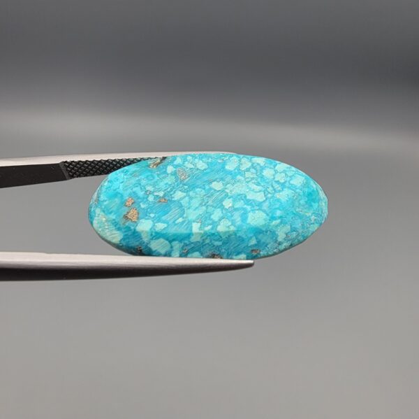 19.16 Carat Natural Bright Sky-Blue Persian Turquoise (Feroza) – Oval Cabochon with Metallic Pyrite Flecks Accents